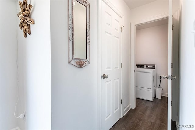 203 Pointers Dr, West Point, VA 23181 - hall featuring washer / dryer and dark wood-type flooring