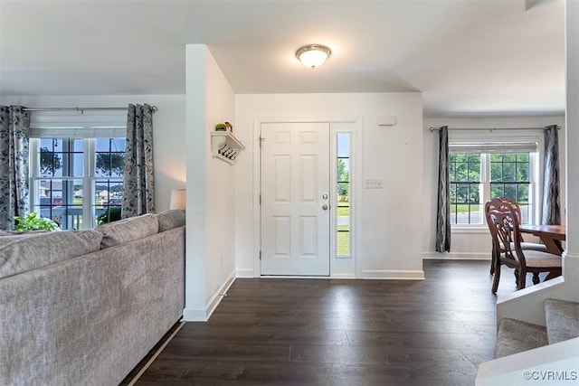 203 Pointers Dr, West Point, VA 23181 - foyer entrance featuring plenty of natural light, dark wood-style floors, and baseboards
