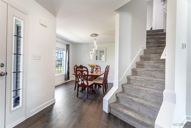 203 Pointers Dr, West Point, VA 23181 - entrance foyer featuring stairs, dark wood finished floors, and baseboards
