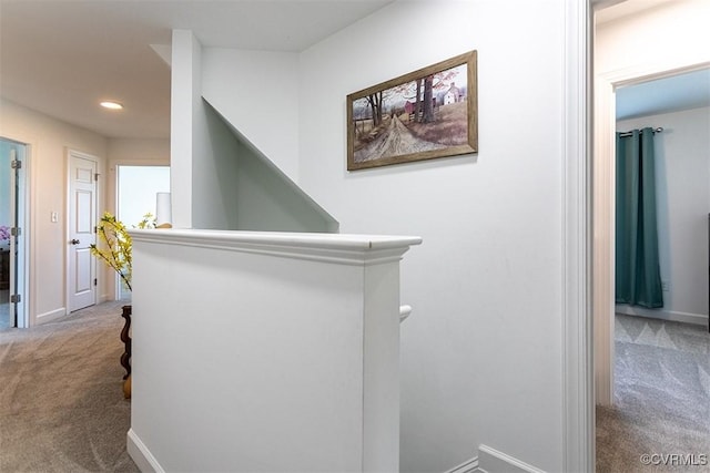 203 Pointers Dr, West Point, VA 23181 - corridor featuring carpet floors, an upstairs landing, baseboards, and recessed lighting