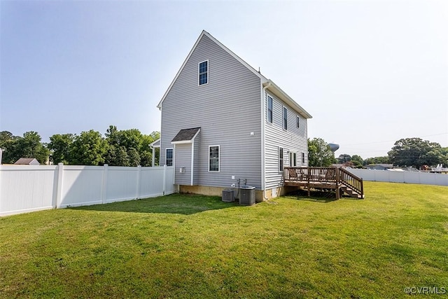 203 Pointers Dr, West Point, VA 23181 - back of property featuring a deck and central air condition unit