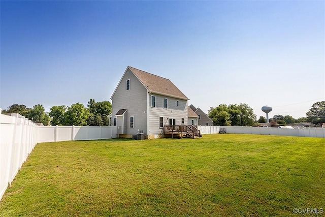 203 Pointers Dr, West Point, VA 23181 - back of house with a wooden deck and central air condition unit