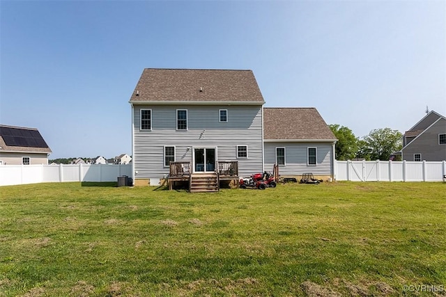 203 Pointers Dr, West Point, VA 23181 - back of property with a wooden deck