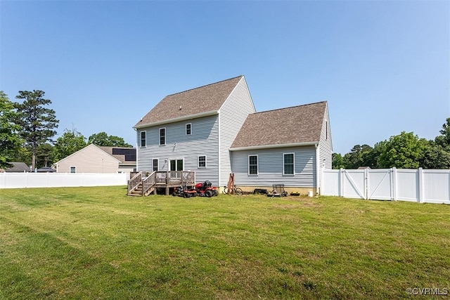 203 Pointers Dr, West Point, VA 23181 - rear view of property with a wooden deck and roof with shingles