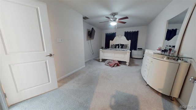 5324 Sandy Ridge Ct, Chesterfield, VA 23832 - bedroom featuring light carpet, refrigerator, baseboards, and ceiling fan