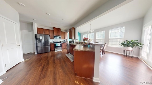 5324 Sandy Ridge Ct, Chesterfield, VA 23832 - kitchen featuring appliances with stainless steel finishes, a sink, and dark wood-style flooring