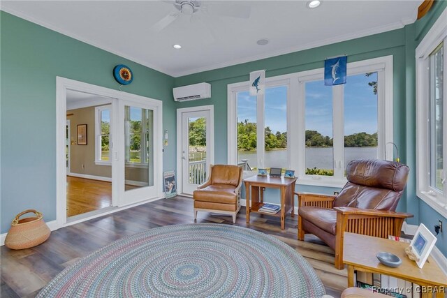 241 Tranquility Rd, Reedville, VA 22539 - sunroom featuring a wall unit AC