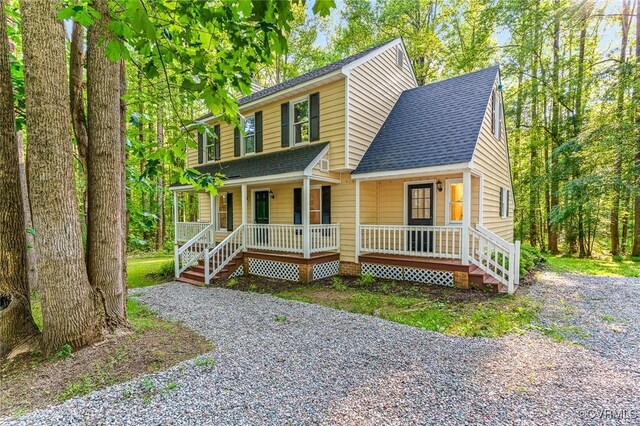 4381 Three Bridge Rd, Powhatan, VA 23139 - view of front of house with covered porch and roof with shingles