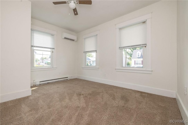2007 Albany Ave, Richmond, VA 23224 - carpeted spare room with baseboard heating, healthy amount of natural light, an AC wall unit, and ceiling fan