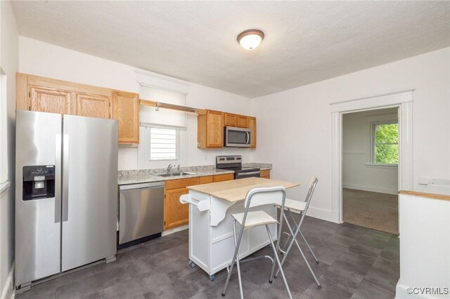 2007 Albany Ave, Richmond, VA 23224 - kitchen featuring stainless steel appliances, a sink, dark floors, light countertops, and plenty of natural light