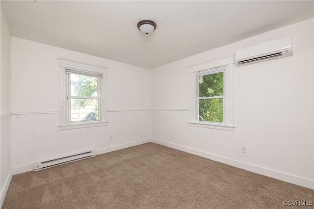 2007 Albany Ave, Richmond, VA 23224 - spare room with baseboard heating, a wall mounted air conditioner, healthy amount of natural light, and carpet floors