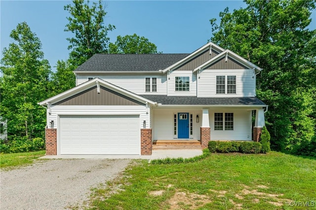 15606 Corte Castle Ter, Chesterfield, VA 23838 - craftsman-style home with driveway, brick siding, an attached garage, and covered porch