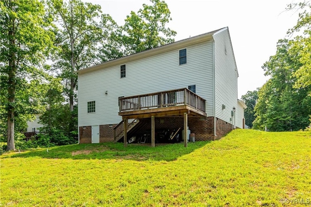 15606 Corte Castle Ter, Chesterfield, VA 23838 - rear view of property with stairway, a wooden deck, and a lawn