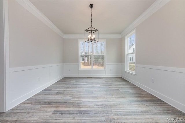 LOT8 Whartons Pass, Unionville, VA 22567 - unfurnished dining area with ornamental molding, a chandelier, and light wood-style flooring
