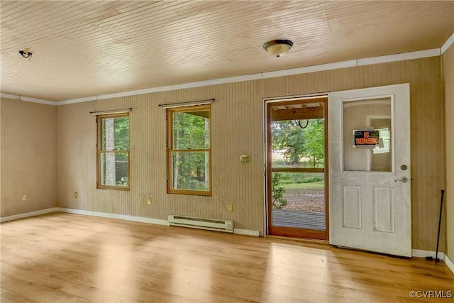 3966 Holts Ln, Saluda, VA 23149 - entrance foyer with a baseboard heating unit, wood finished floors, ornamental molding, and baseboards