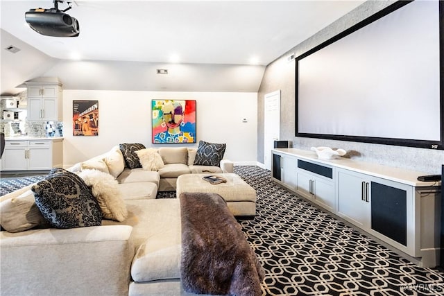 11905 Lerade Ct, Glen Allen, VA 23059 - cinema with lofted ceiling, carpet, and baseboards