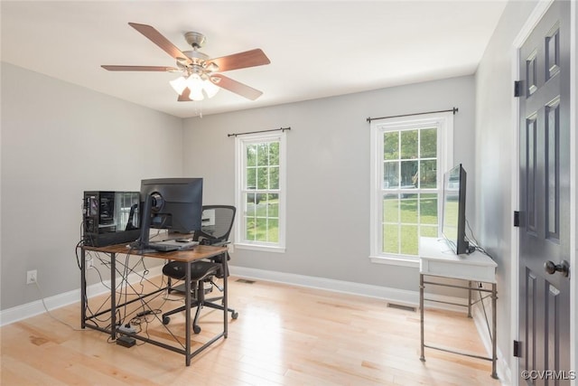 7313 Key Deer Cir, Midlothian, VA 23112 - office space with plenty of natural light, light wood-type flooring, baseboards, and a ceiling fan