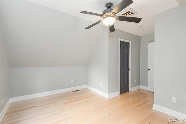 7313 Key Deer Cir, Midlothian, VA 23112 - bonus room featuring light wood-type flooring, a ceiling fan, vaulted ceiling, and baseboards