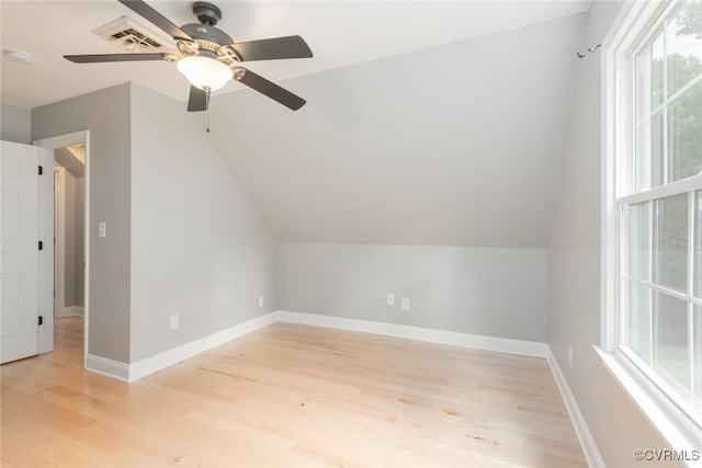7313 Key Deer Cir, Midlothian, VA 23112 - bonus room featuring light wood-type flooring, a ceiling fan, vaulted ceiling, and baseboards