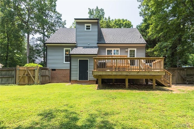 7313 Key Deer Cir, Midlothian, VA 23112 - back of house featuring a deck, roof with shingles, and a gate