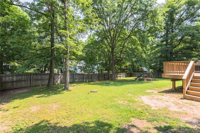 7313 Key Deer Cir, Midlothian, VA 23112 - view of yard featuring a playground and a deck