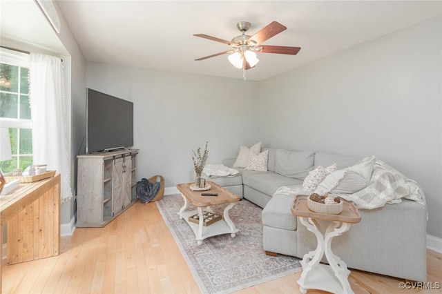 7313 Key Deer Cir, Midlothian, VA 23112 - living room with ceiling fan, wood finished floors, and baseboards