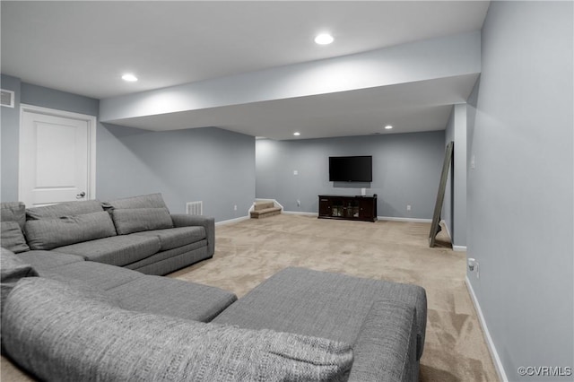 1012 Water Beech Rd, Midlothian, VA 23114 - living area featuring carpet floors, baseboards, and recessed lighting