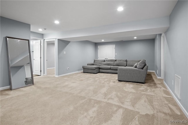 1012 Water Beech Rd, Midlothian, VA 23114 - living room featuring carpet floors, baseboards, and recessed lighting