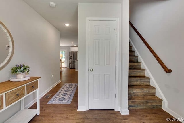 328 Peregrine Pl, Louisa, VA 23093 - staircase with wood finished floors and recessed lighting