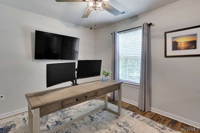 328 Peregrine Pl, Louisa, VA 23093 - office space with a ceiling fan and wood finished floors