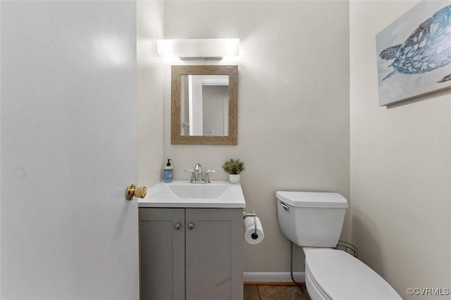11605 E Briar Patch Dr, Midlothian, VA 23113 - half bathroom with vanity, toilet, baseboards, and tile patterned flooring