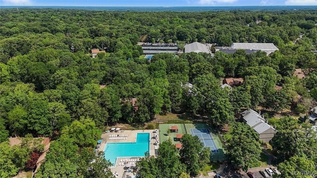 11605 E Briar Patch Dr, Midlothian, VA 23113 - drone / aerial view of a heavily wooded area and a pool area
