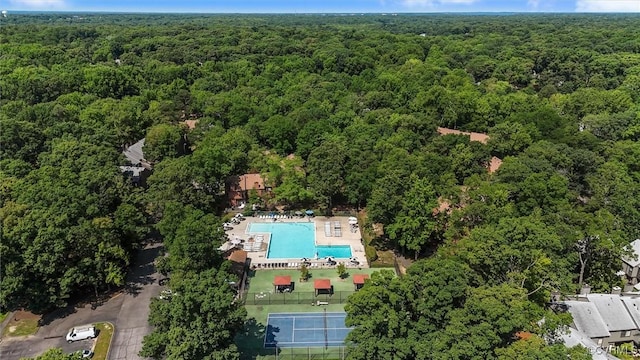 11605 E Briar Patch Dr, Midlothian, VA 23113 - bird's eye view of a heavily wooded area and a pool