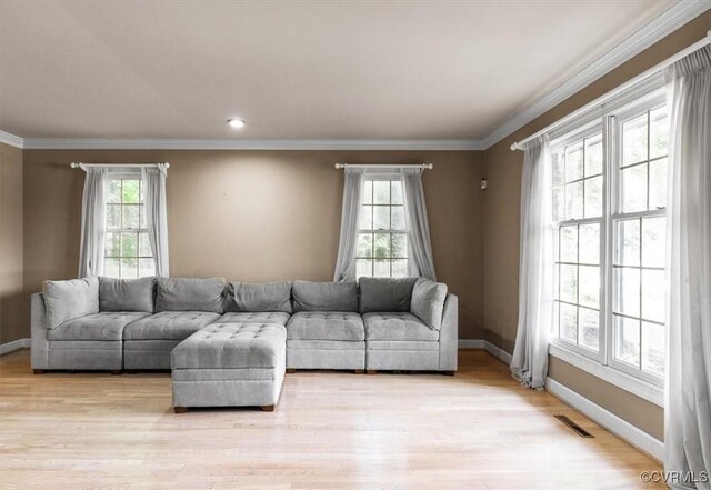 3301 E Princeton Rd, Petersburg, VA 23805 - living room featuring baseboards, ornamental molding, light wood-style floors, and recessed lighting