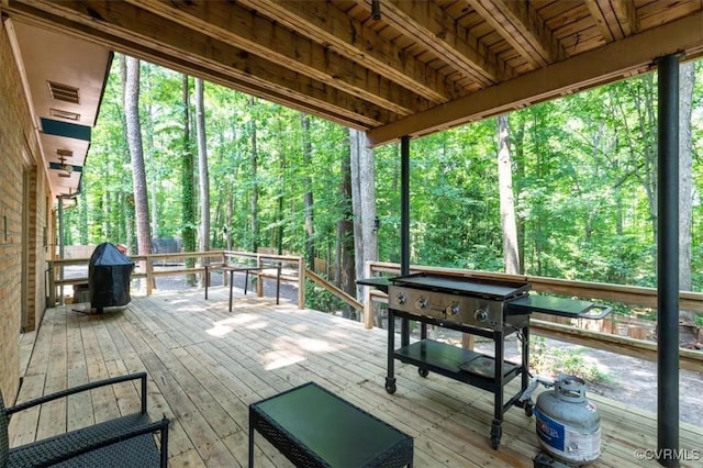 3301 E Princeton Rd, Petersburg, VA 23805 - deck featuring area for grilling and a forest view