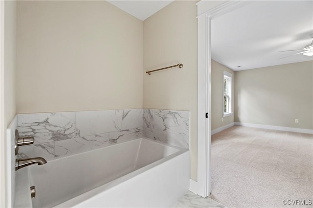 9027 Pine Hill Rd, Mechanicsville, VA 23116 - full bathroom with baseboards, a bath, and ceiling fan