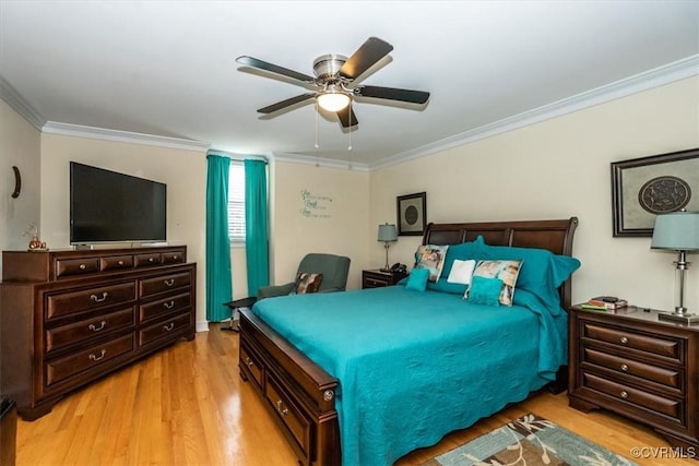 5120 Monza Ct, North Chesterfield, VA 23234 - bedroom featuring light wood-style flooring, crown molding, and ceiling fan