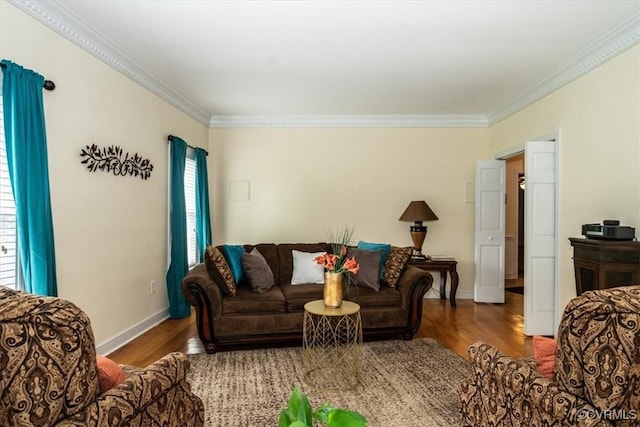 5120 Monza Ct, North Chesterfield, VA 23234 - living room with wood finished floors, crown molding, and baseboards