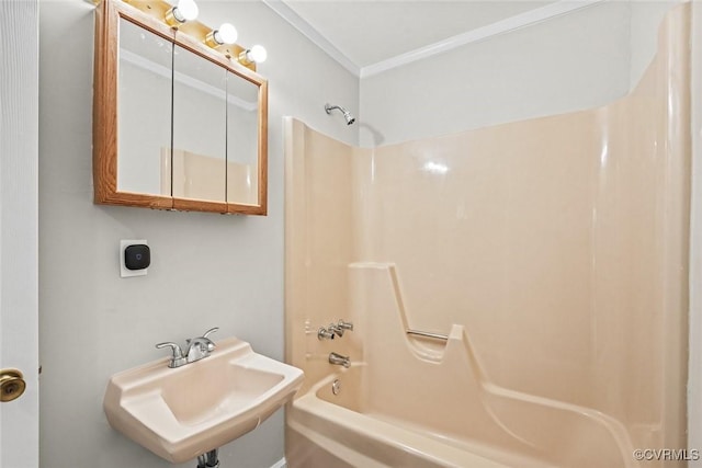 4706 Leadenhall Dr, Chesterfield, VA 23234 - full bathroom with a sink, bathing tub / shower combination, and crown molding