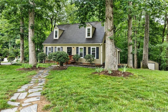 1101 Somerville Grove Ter, Midlothian, VA 23114 - cape cod house featuring a storage shed, a front lawn, and crawl space