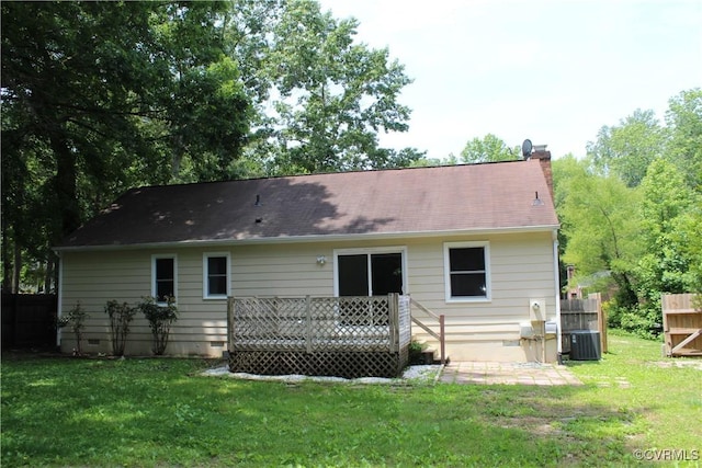 5041 Oakforest Dr, Chesterfield, VA 23832 - back of house with crawl space, a chimney, and central AC unit