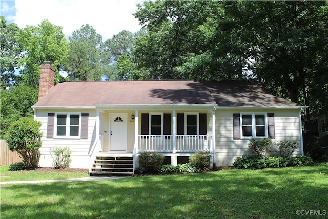 5041 Oakforest Dr, Chesterfield, VA 23832 - single story home with a porch, a chimney, and a front lawn