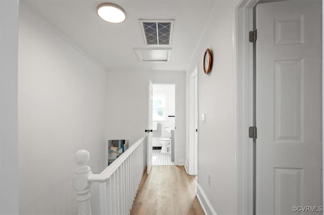 215 S S St, Petersburg, VA 23803 - hallway featuring light wood-style floors, attic access, and baseboards