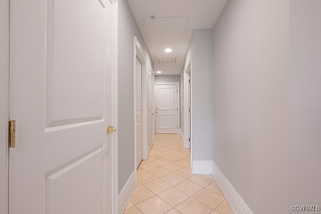6 N 6th St Unit U3C, Richmond, VA 23219 - hall featuring attic access, light tile patterned floors, recessed lighting, and baseboards