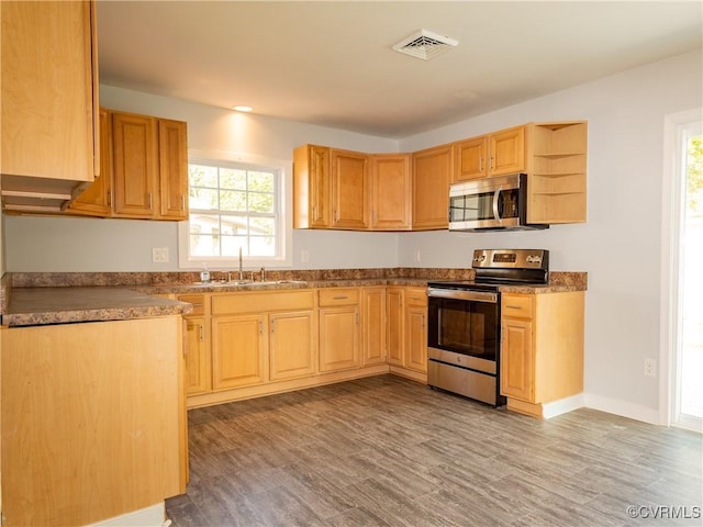 5810 Gunsight Ct, North Chesterfield, VA 23237 - kitchen with appliances with stainless steel finishes, a sink, light wood-style flooring, and healthy amount of natural light