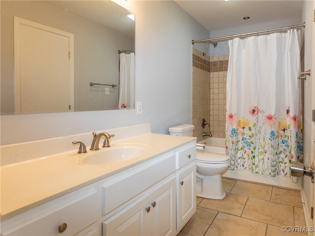 5810 Gunsight Ct, North Chesterfield, VA 23237 - bathroom with vanity, toilet, shower / bath combo, and tile patterned flooring