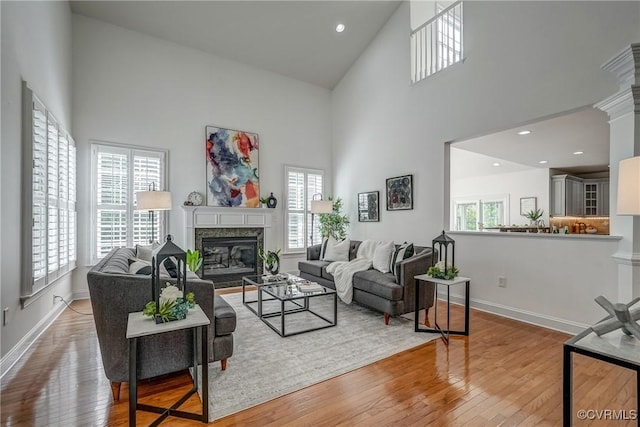 4307 Wilcot Dr, Midlothian, VA 23113 - living area with high vaulted ceiling, plenty of natural light, wood-type flooring, and recessed lighting