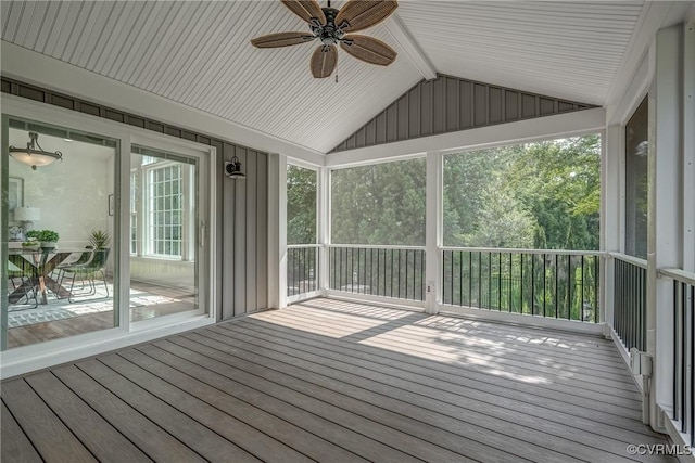 4307 Wilcot Dr, Midlothian, VA 23113 - unfurnished sunroom featuring a ceiling fan and vaulted ceiling