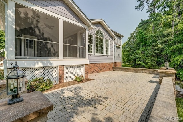 4307 Wilcot Dr, Midlothian, VA 23113 - view of side of home featuring a sunroom, a patio, and ceiling fan