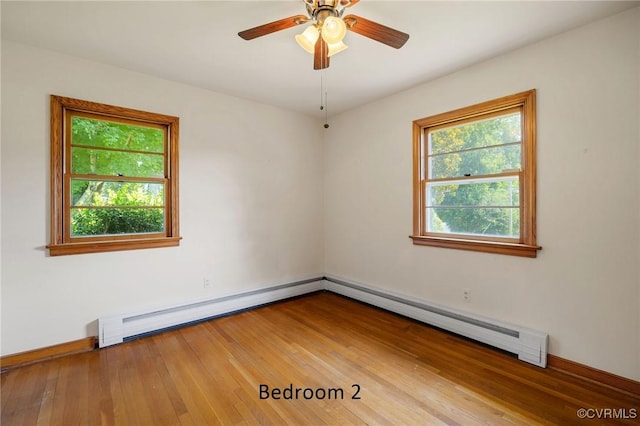 4212 Randolph Rd, North Chesterfield, VA 23236 - unfurnished room with a baseboard radiator, a baseboard heating unit, hardwood / wood-style floors, and ceiling fan